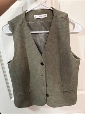 Mango Olive Houndstooth Men's Waistcoat Vest